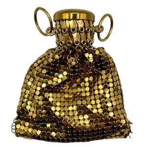 Vintage 1930's Whiting & Davis Accordion Mesh Gold Tone Beggar Bag